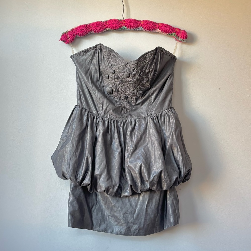 Silver Strapless Bubble Dress - image 1